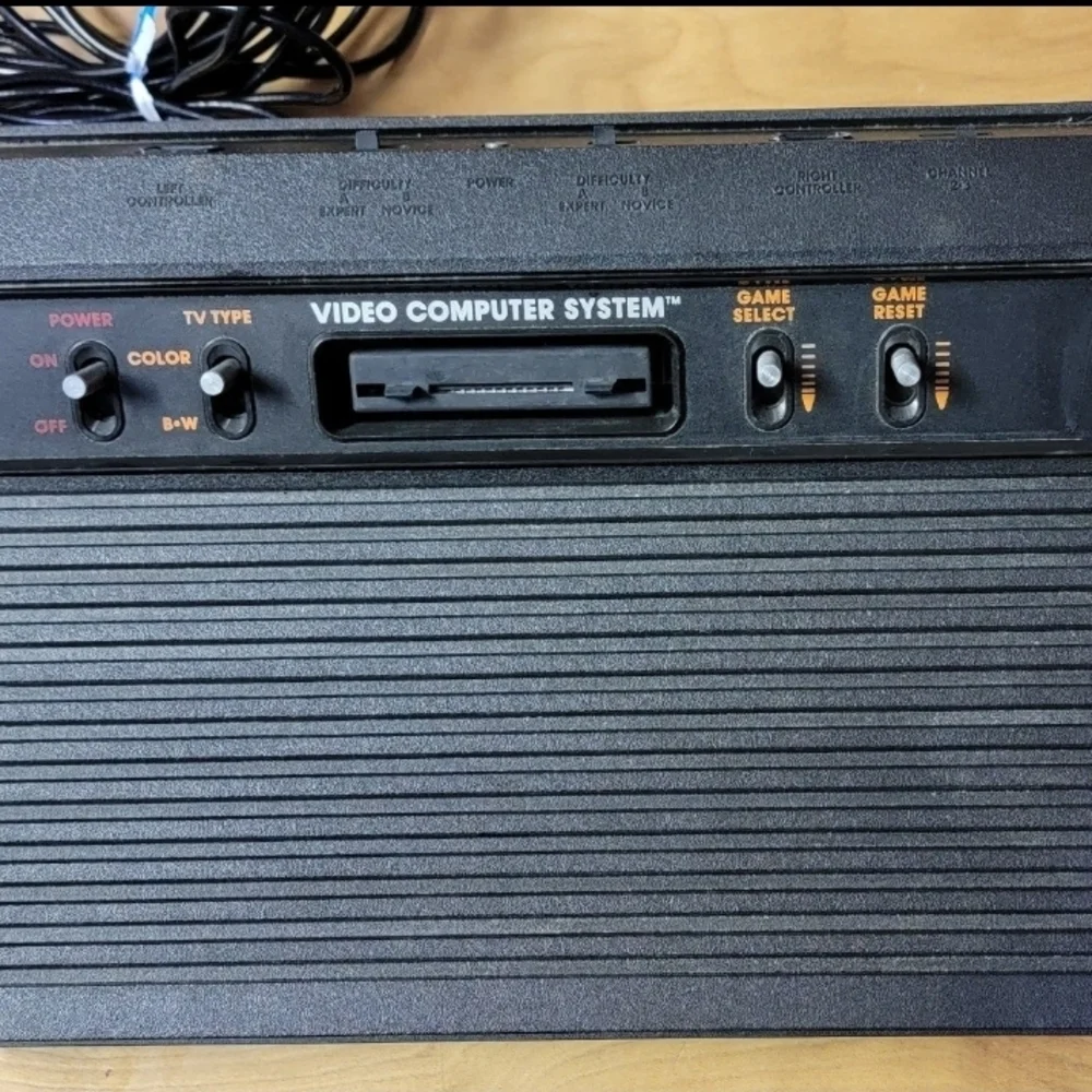 Atari Black Video Game Console with Controllers